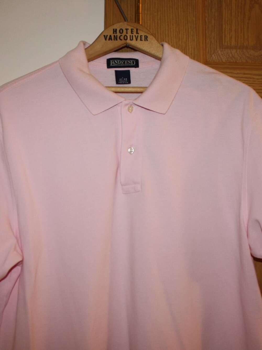Men's Land's End Polo Shirt size L Pink